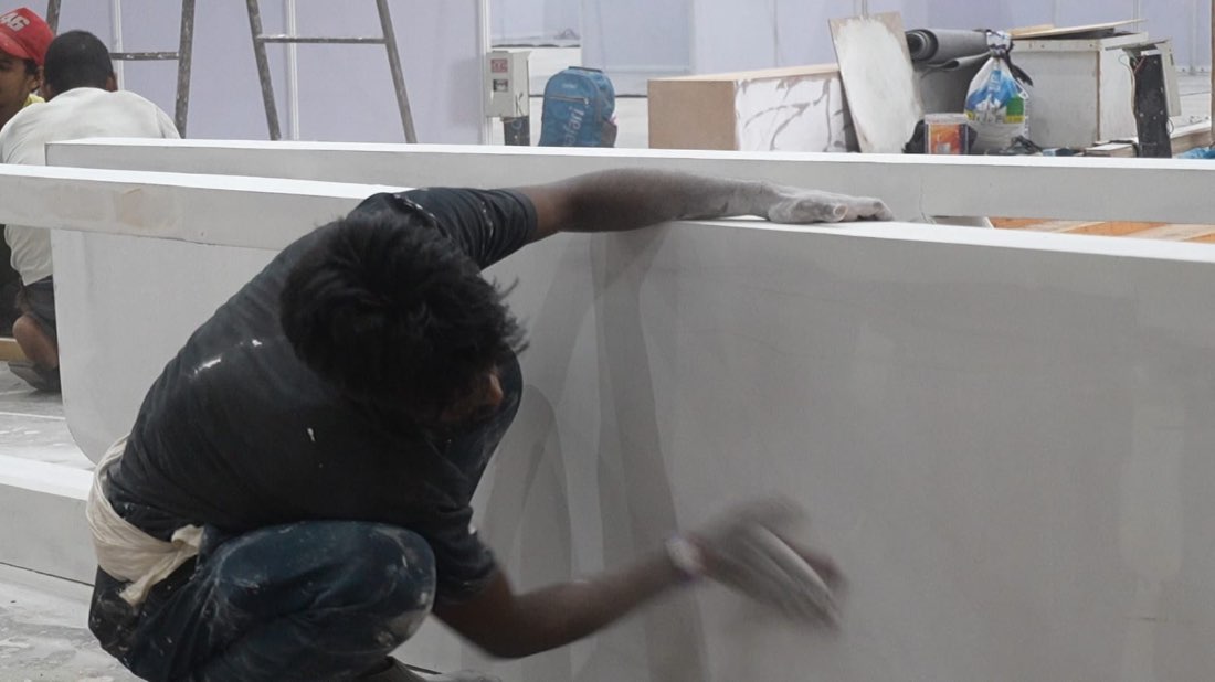 Sanding and finishing a counter